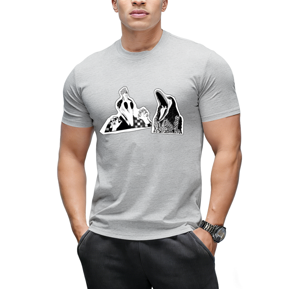 Adam  Barbara Ghost Halloween Inspired 80's Monster Couple T-Shirt