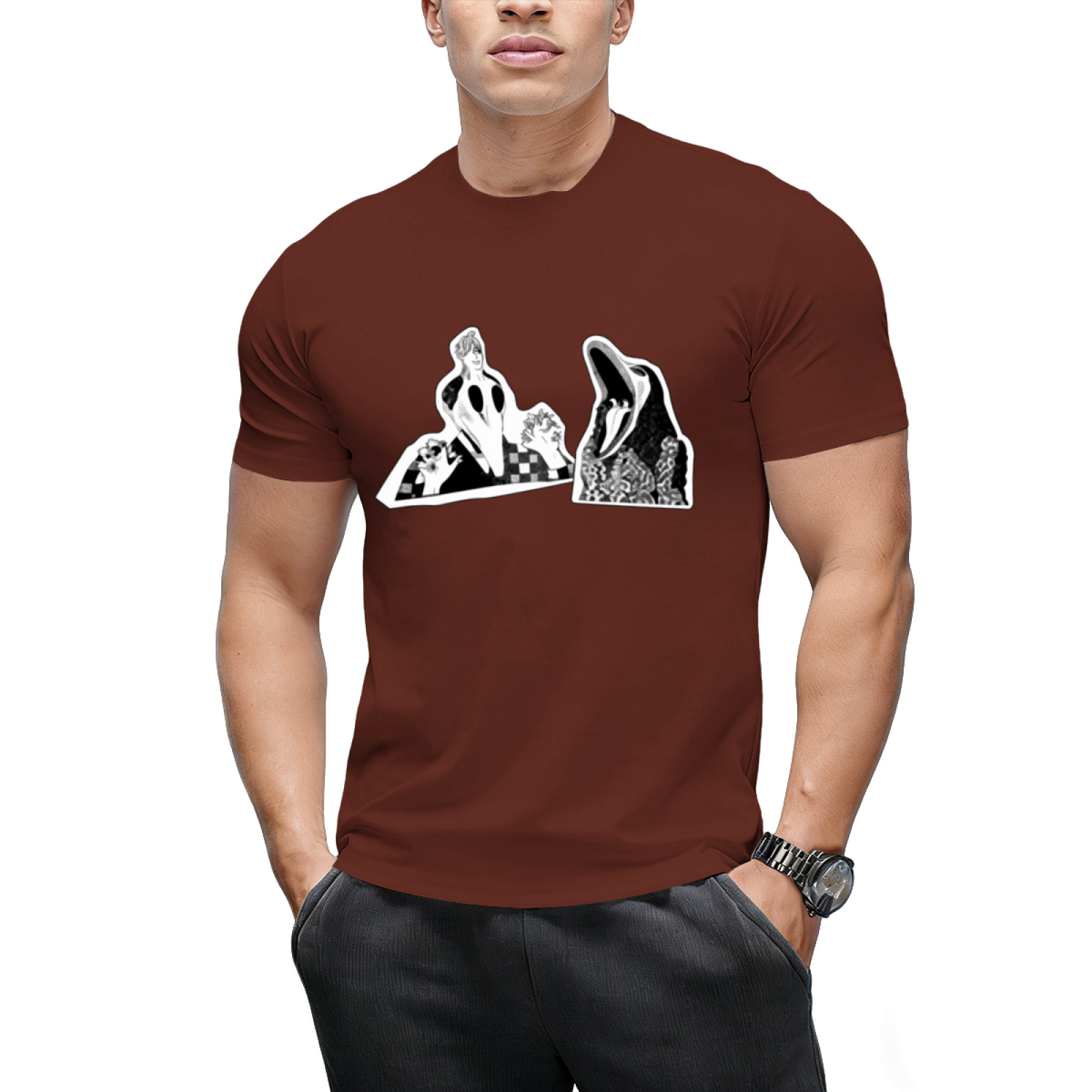 Adam  Barbara Ghost Halloween Inspired 80's Monster Couple T-Shirt