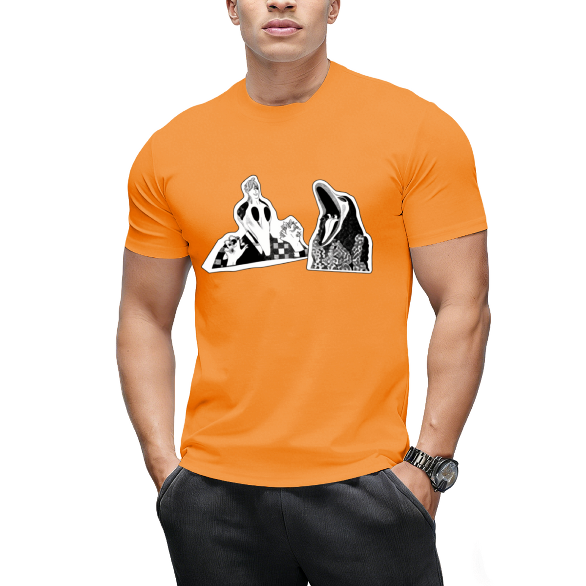 Adam  Barbara Ghost Halloween Inspired 80's Monster Couple T-Shirt
