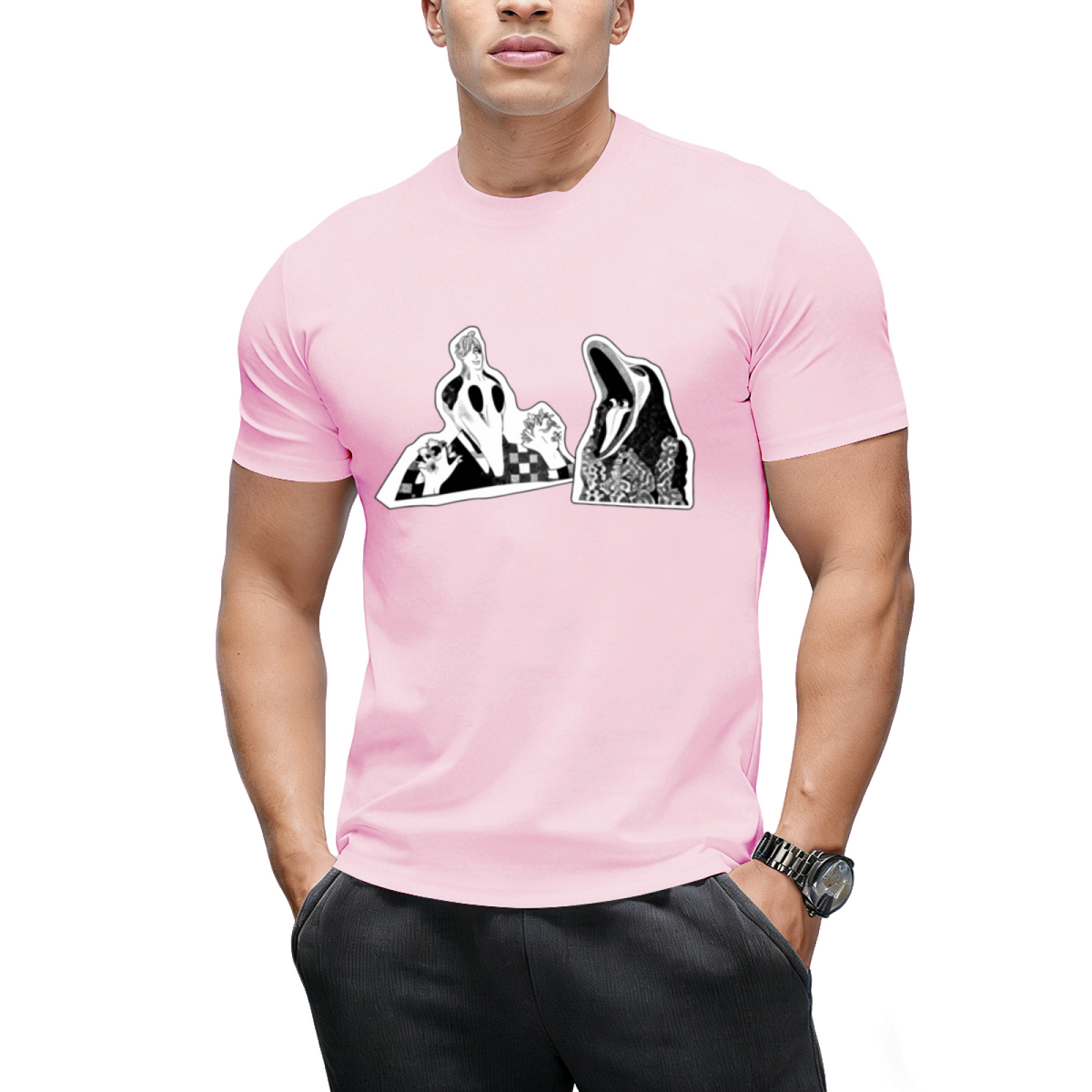 Adam  Barbara Ghost Halloween Inspired 80's Monster Couple T-Shirt
