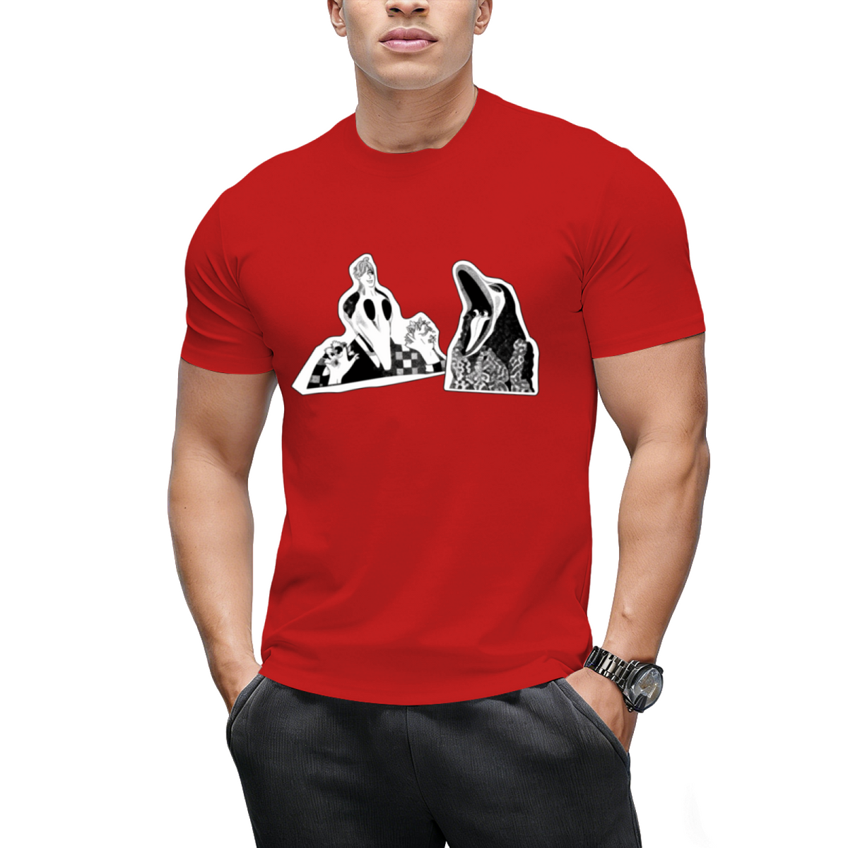 Adam  Barbara Ghost Halloween Inspired 80's Monster Couple T-Shirt