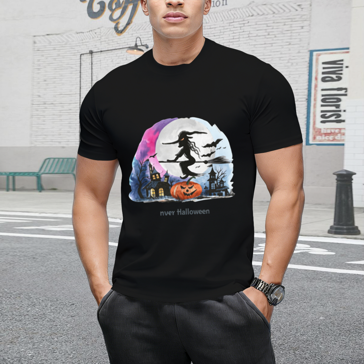 Happy Halloween Flying Witch T-Shirt