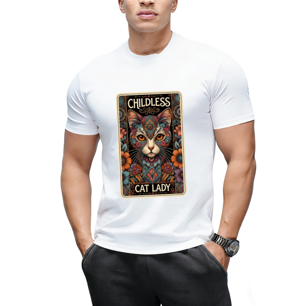 Childless Cat Lady Tarot Card Halloween T-Shirt