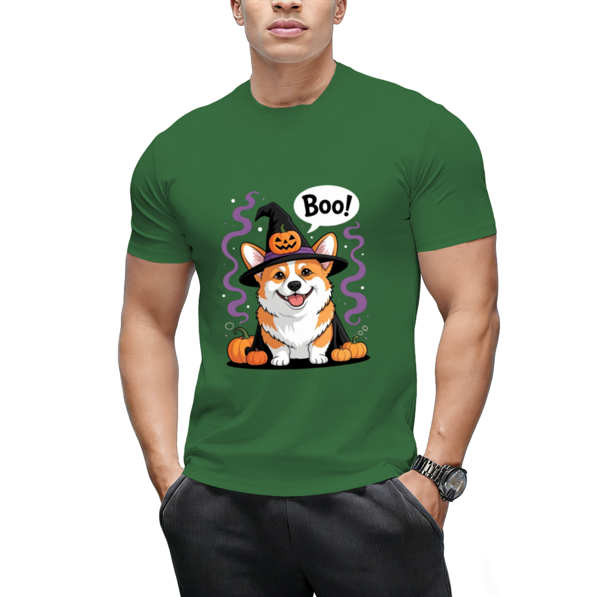 Funny Witch Corgi Dogs Saying Boo Dressed As Ghost Halloween T-Shirt