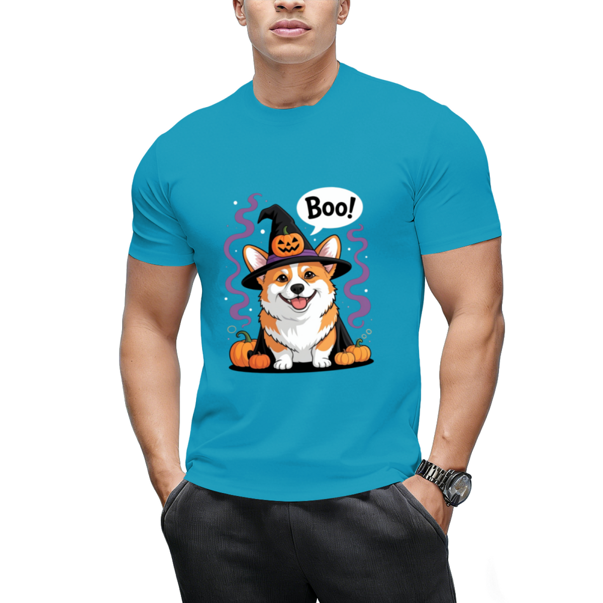 Funny Witch Corgi Dogs Saying Boo Dressed As Ghost Halloween T-Shirt