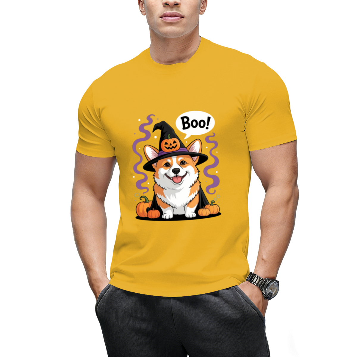 Funny Witch Corgi Dogs Saying Boo Dressed As Ghost Halloween T-Shirt