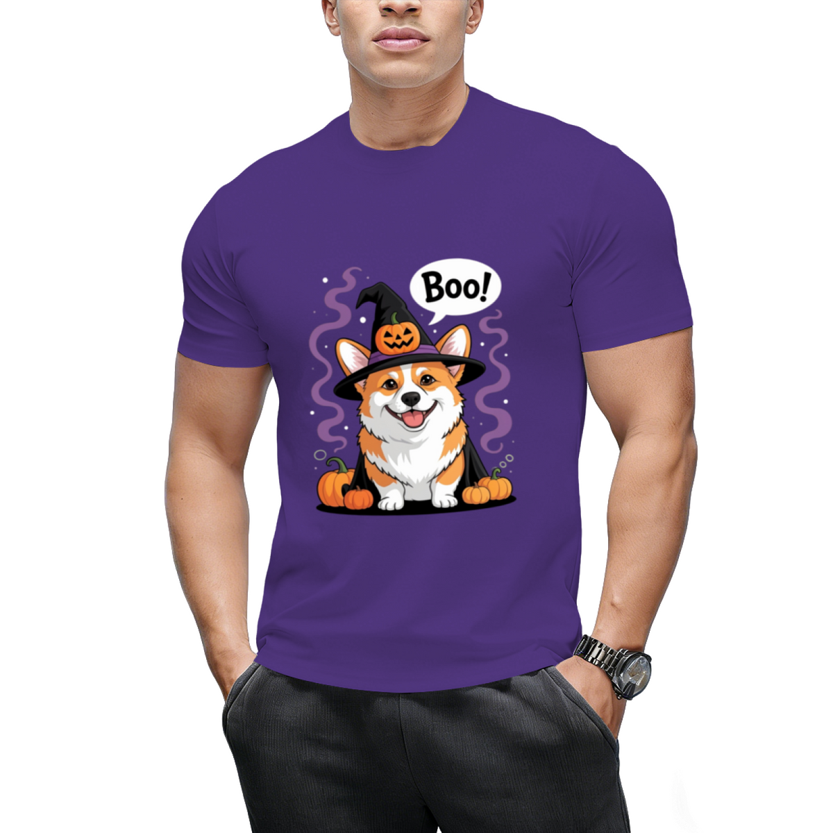 Funny Witch Corgi Dogs Saying Boo Dressed As Ghost Halloween T-Shirt