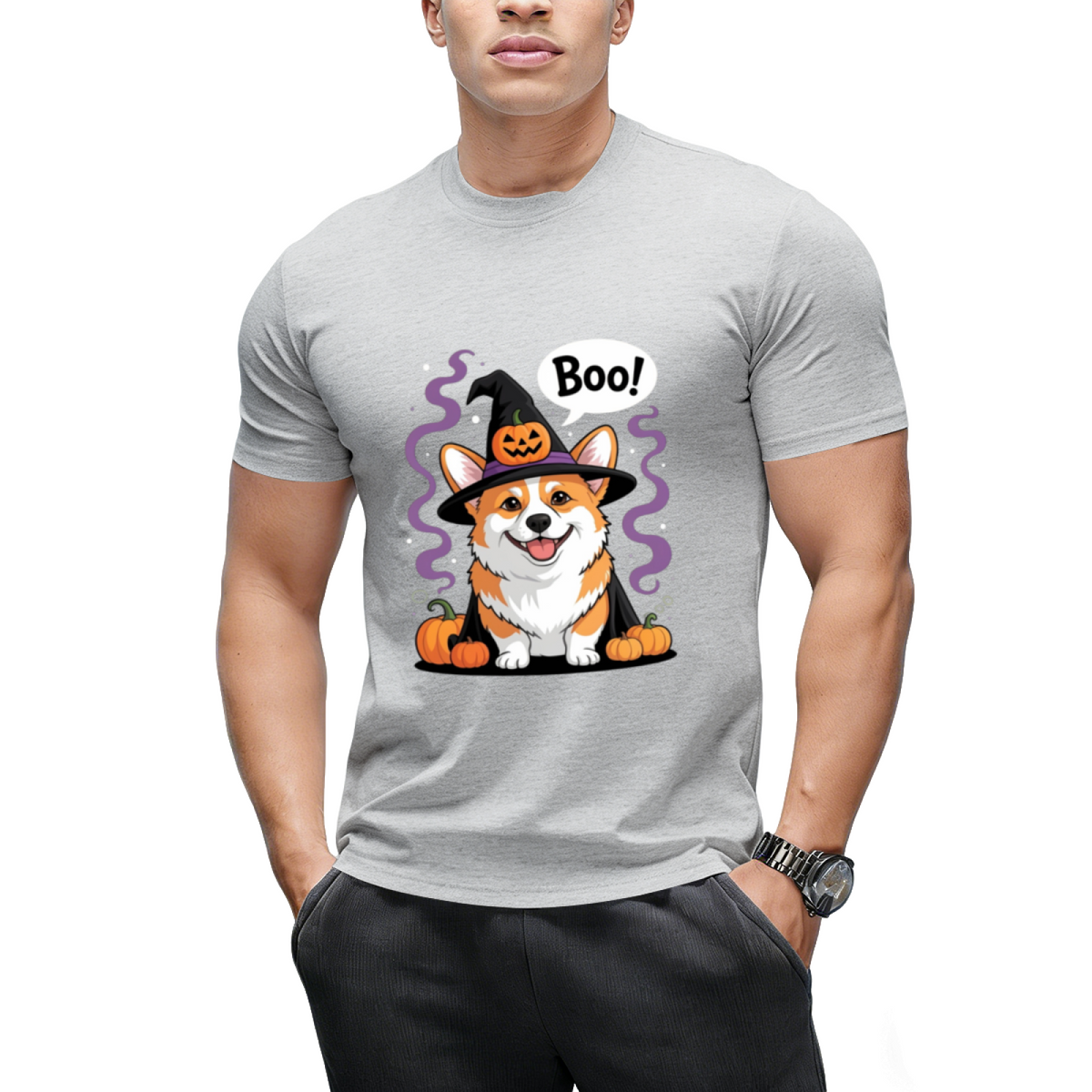 Funny Witch Corgi Dogs Saying Boo Dressed As Ghost Halloween T-Shirt