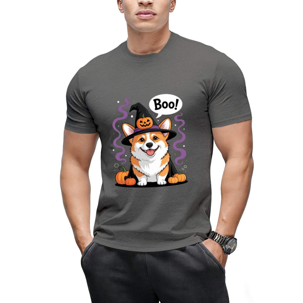 Funny Witch Corgi Dogs Saying Boo Dressed As Ghost Halloween T-Shirt