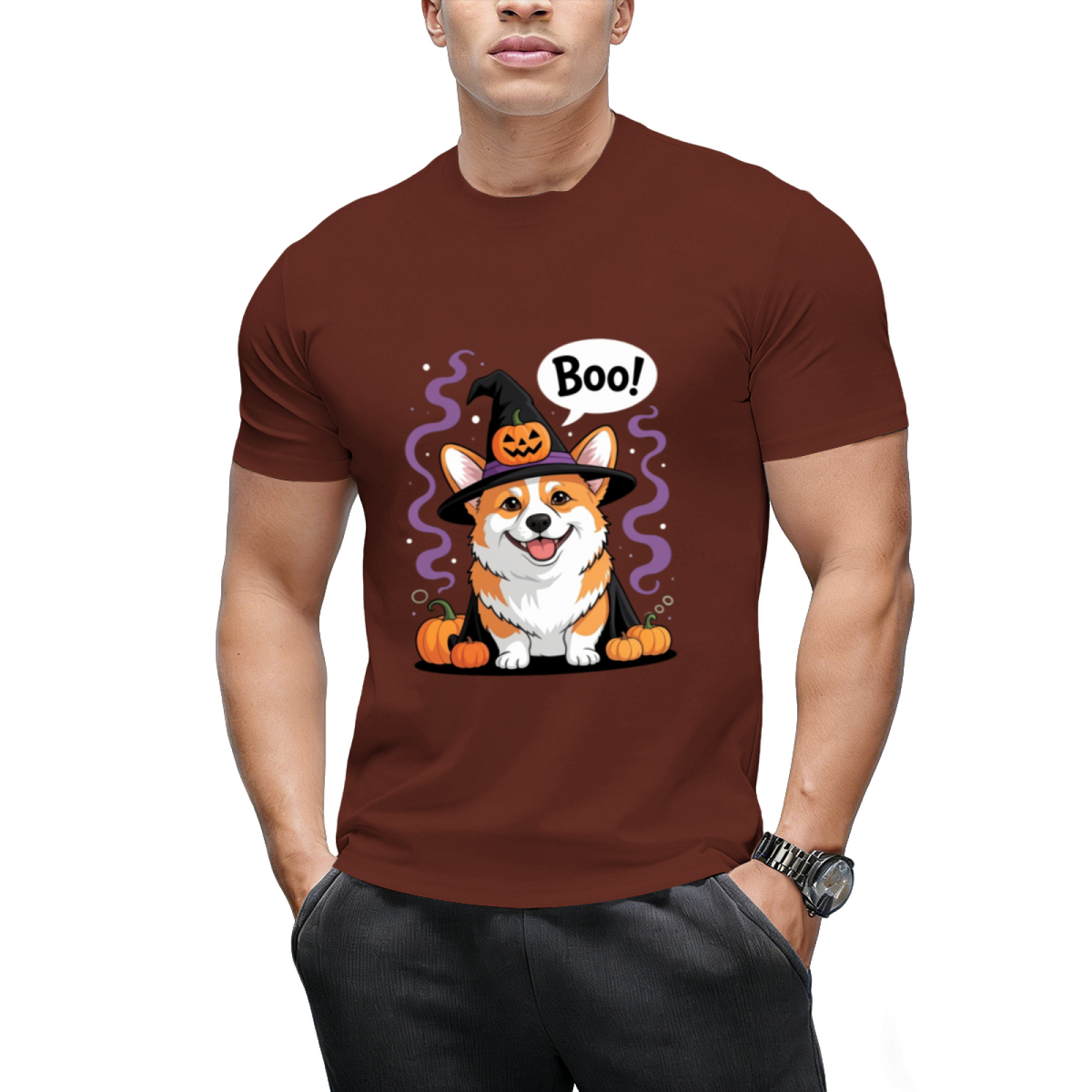 Funny Witch Corgi Dogs Saying Boo Dressed As Ghost Halloween T-Shirt