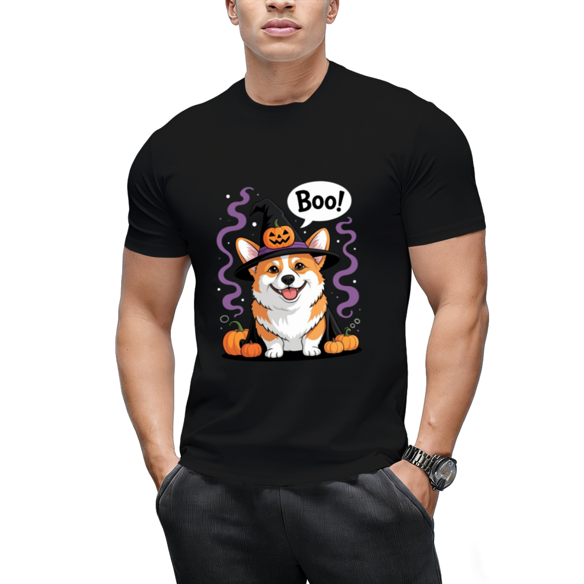 Funny Witch Corgi Dogs Saying Boo Dressed As Ghost Halloween T-Shirt