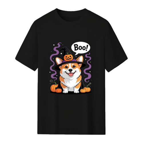 Funny Witch Corgi Dogs Saying Boo Dressed As Ghost Halloween T-Shirt
