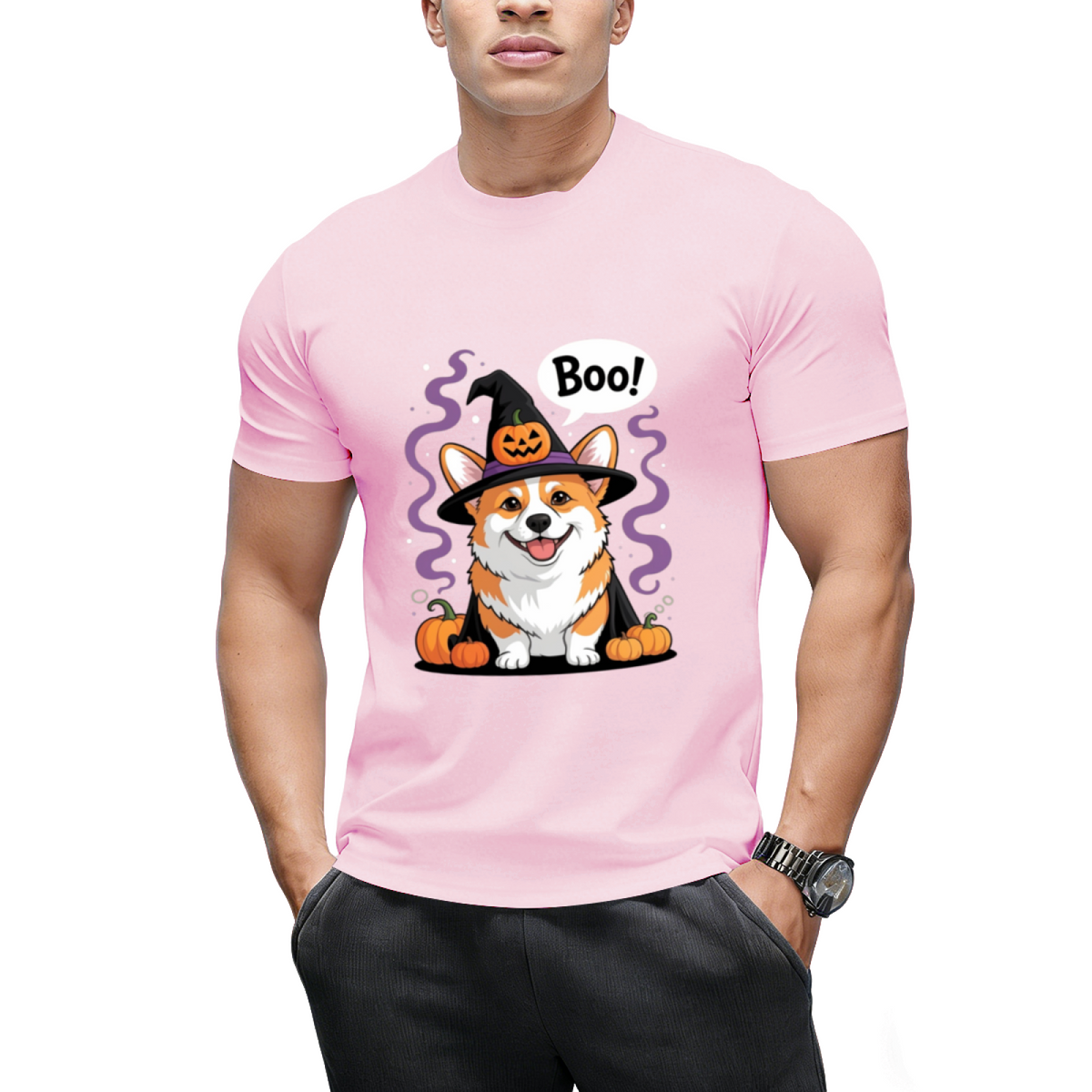 Funny Witch Corgi Dogs Saying Boo Dressed As Ghost Halloween T-Shirt