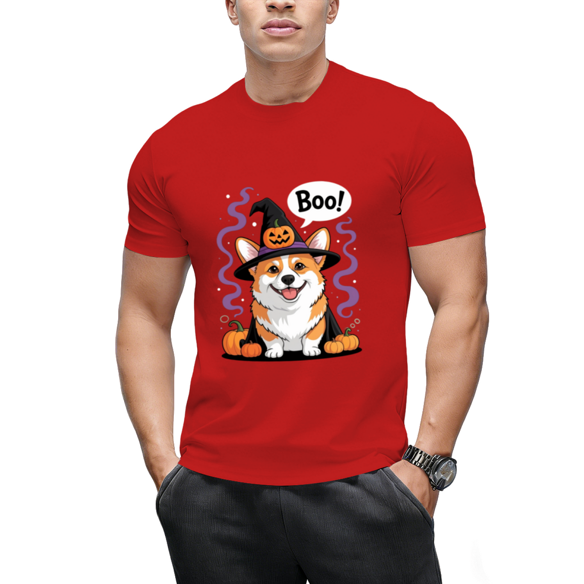 Funny Witch Corgi Dogs Saying Boo Dressed As Ghost Halloween T-Shirt