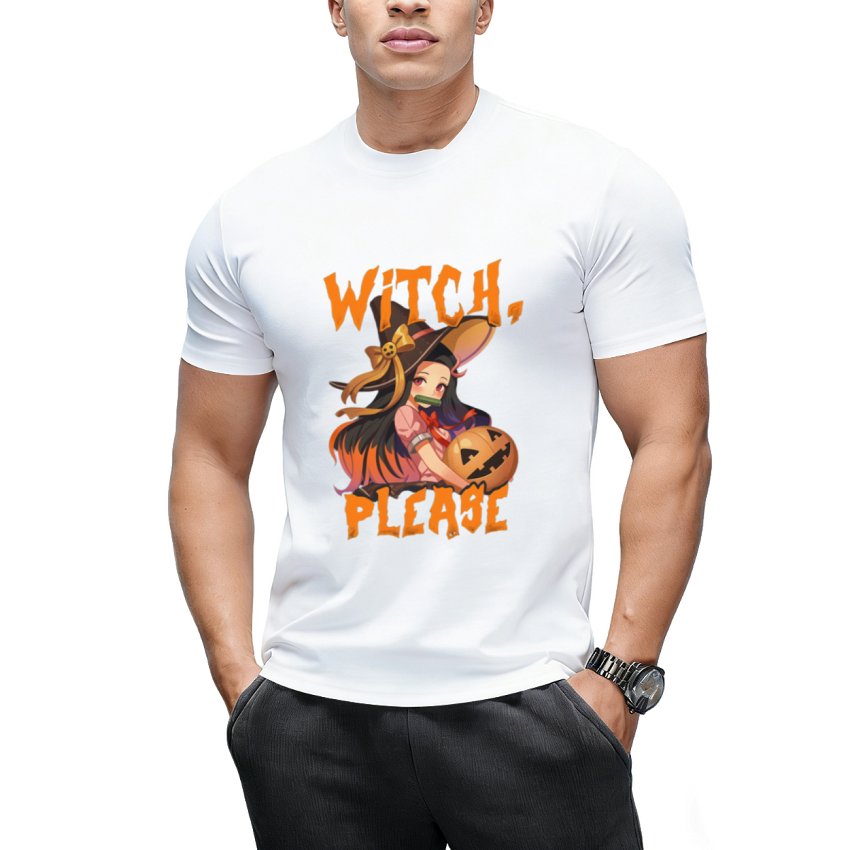 Funny Halloween Puns Anime Witch Please T-Shirt