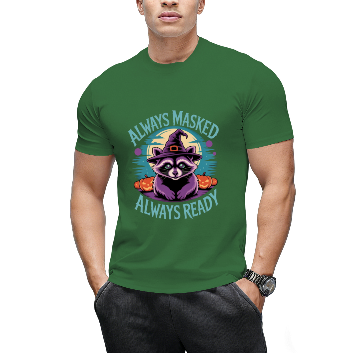 Cute Halloween Witch Racoon Lover Always Masked Always Ready T-Shirt