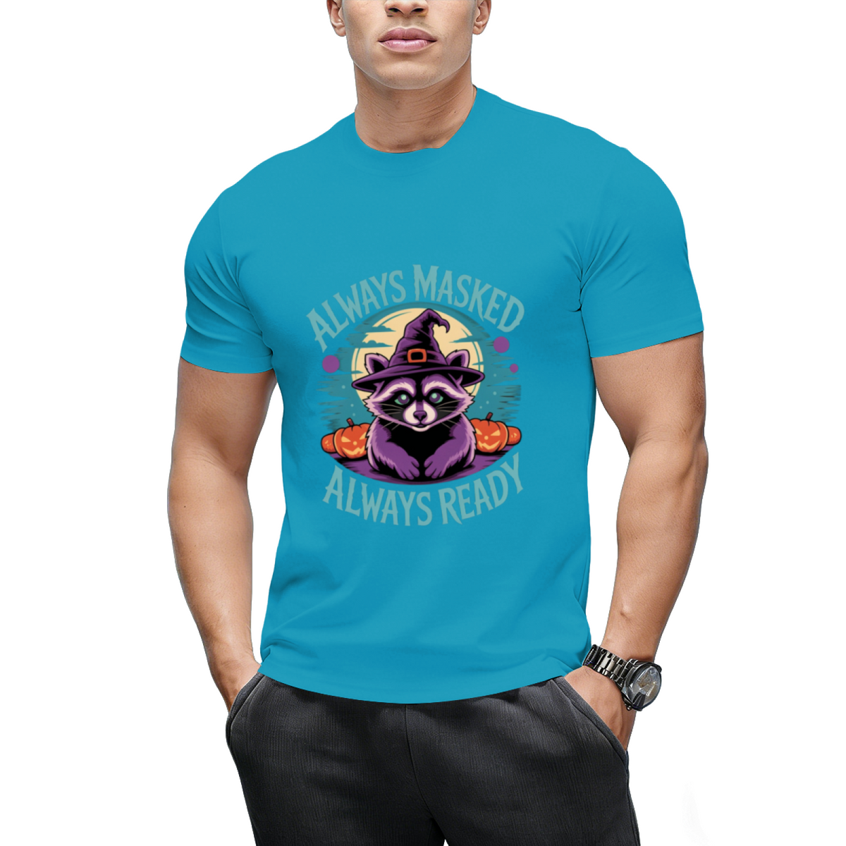 Cute Halloween Witch Racoon Lover Always Masked Always Ready T-Shirt