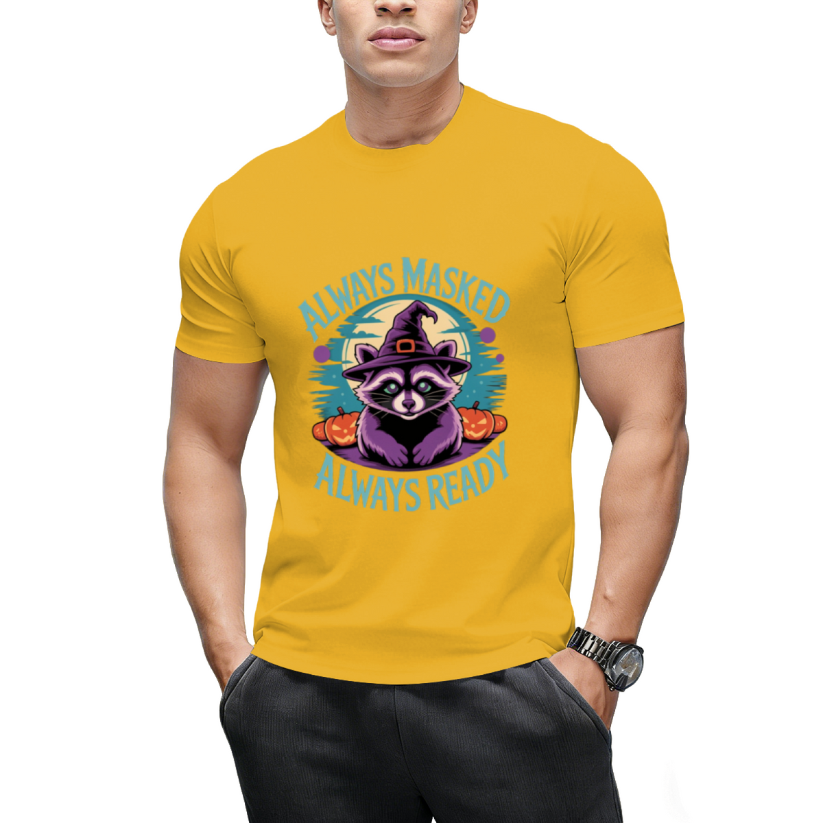 Cute Halloween Witch Racoon Lover Always Masked Always Ready T-Shirt