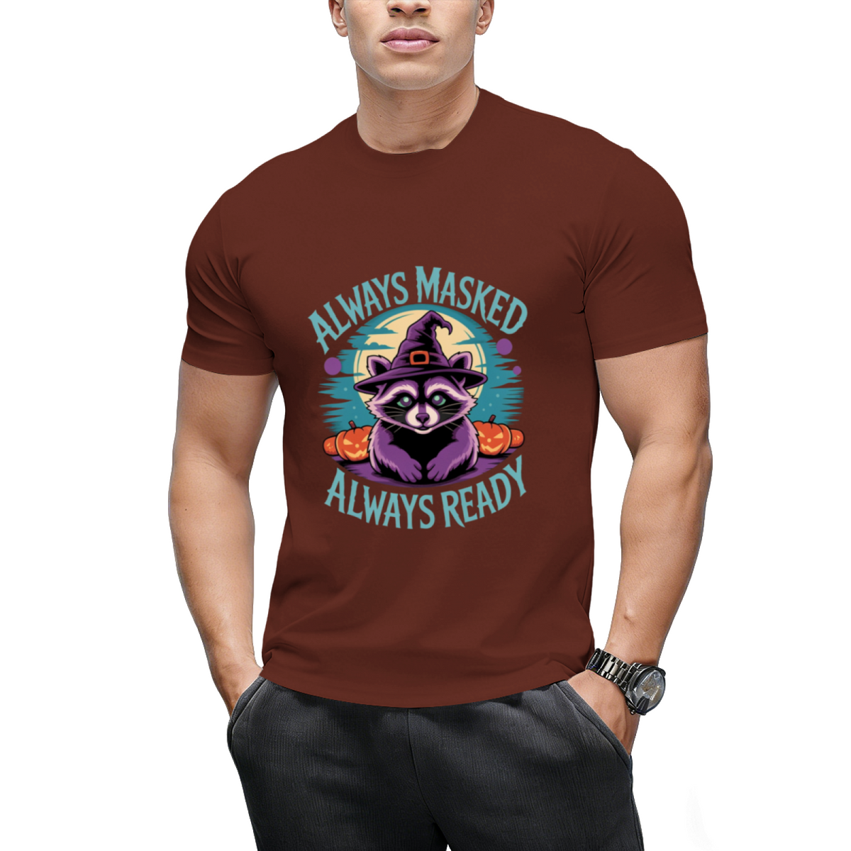 Cute Halloween Witch Racoon Lover Always Masked Always Ready T-Shirt