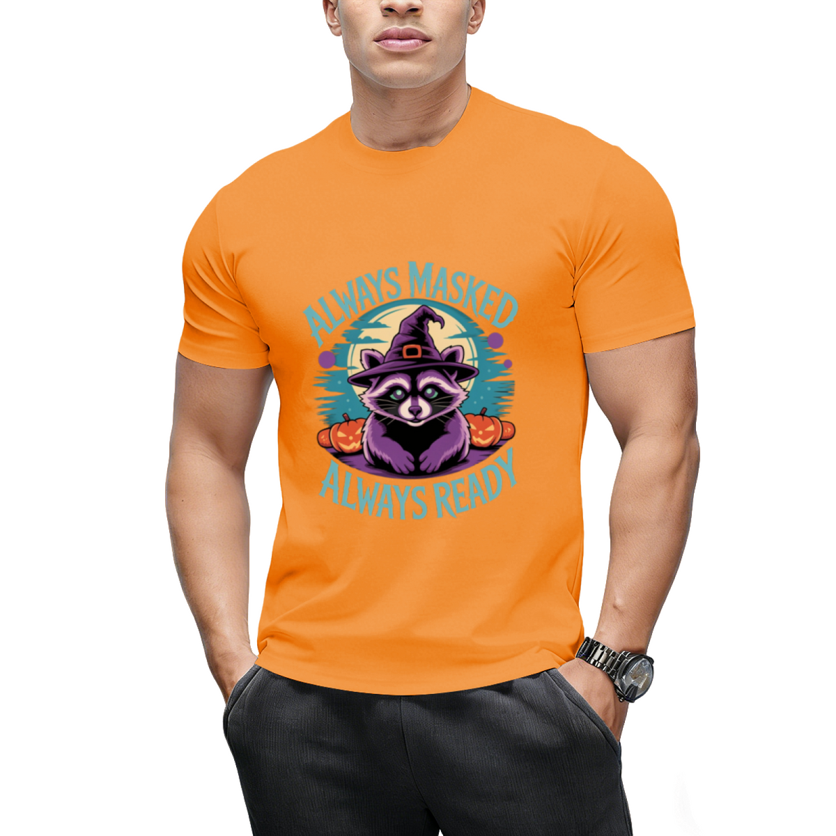 Cute Halloween Witch Racoon Lover Always Masked Always Ready T-Shirt