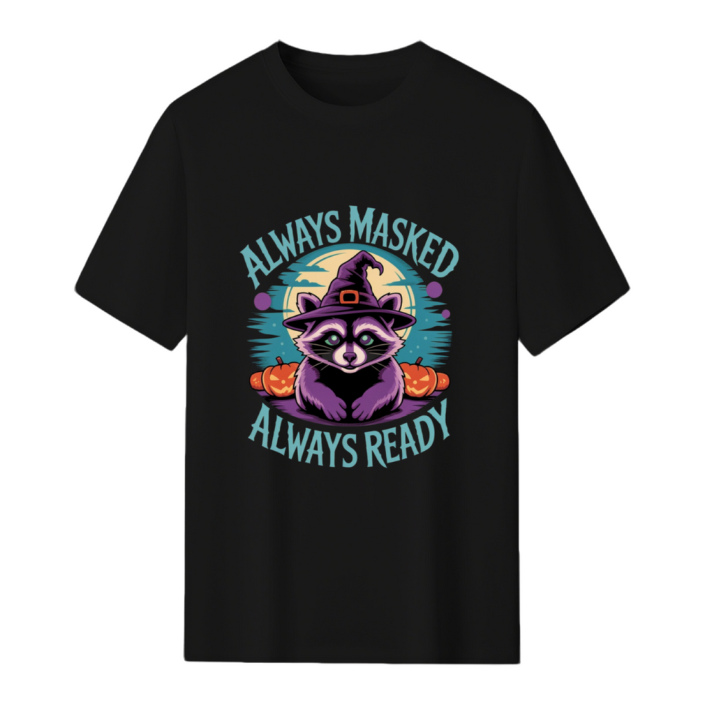 Cute Halloween Witch Racoon Lover Always Masked Always Ready T-Shirt