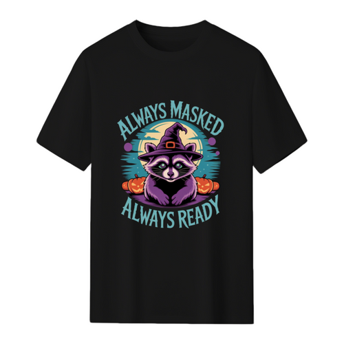 Cute Halloween Witch Racoon Lover Always Masked Always Ready T-Shirt