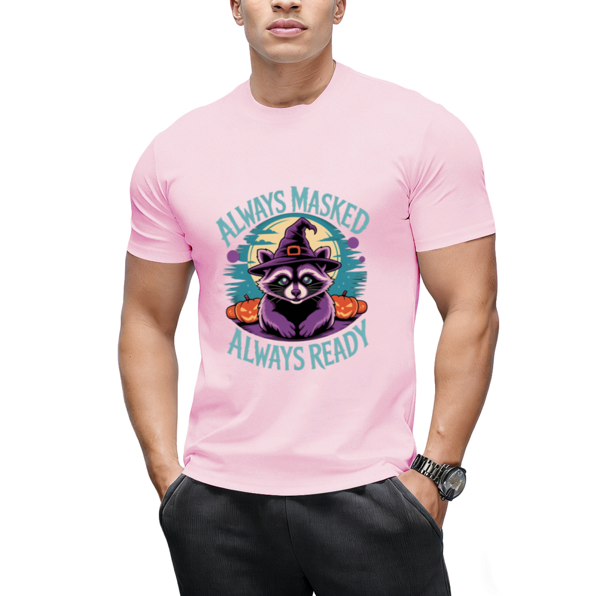 Cute Halloween Witch Racoon Lover Always Masked Always Ready T-Shirt