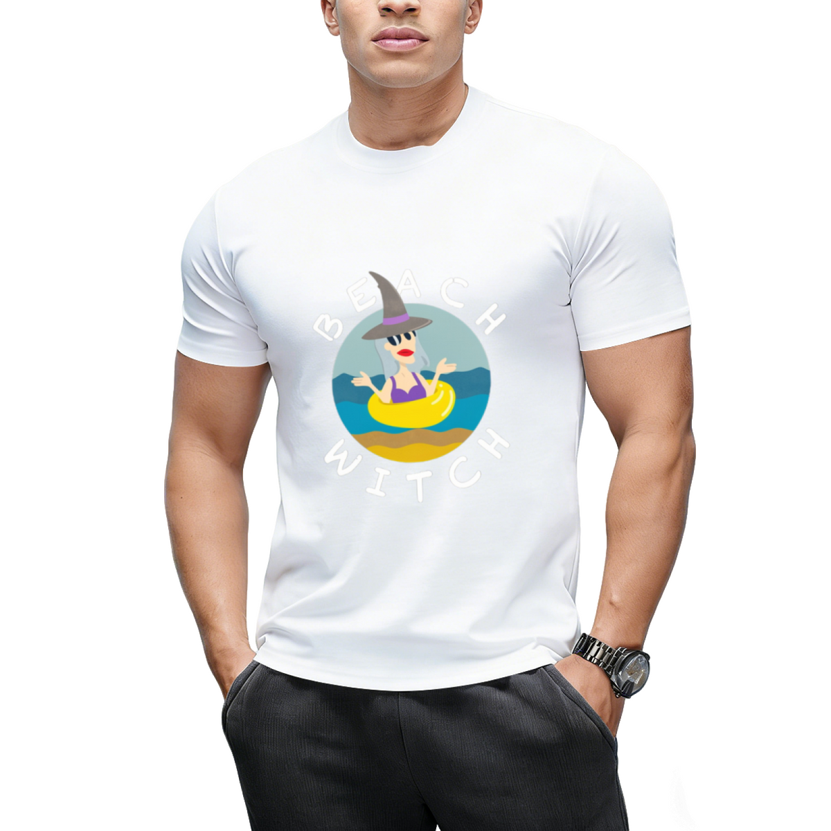 Beach Witch Swimming Circle  Vacation time  T-Shirt