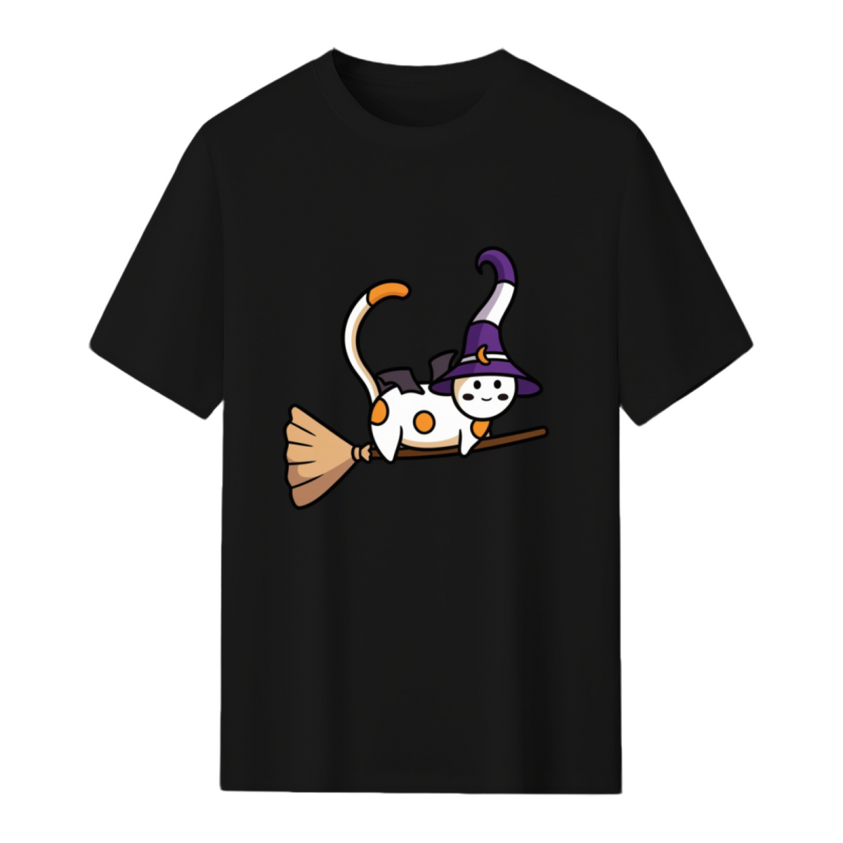 Cute witch cat flying on a broom Sticker T-Shirt