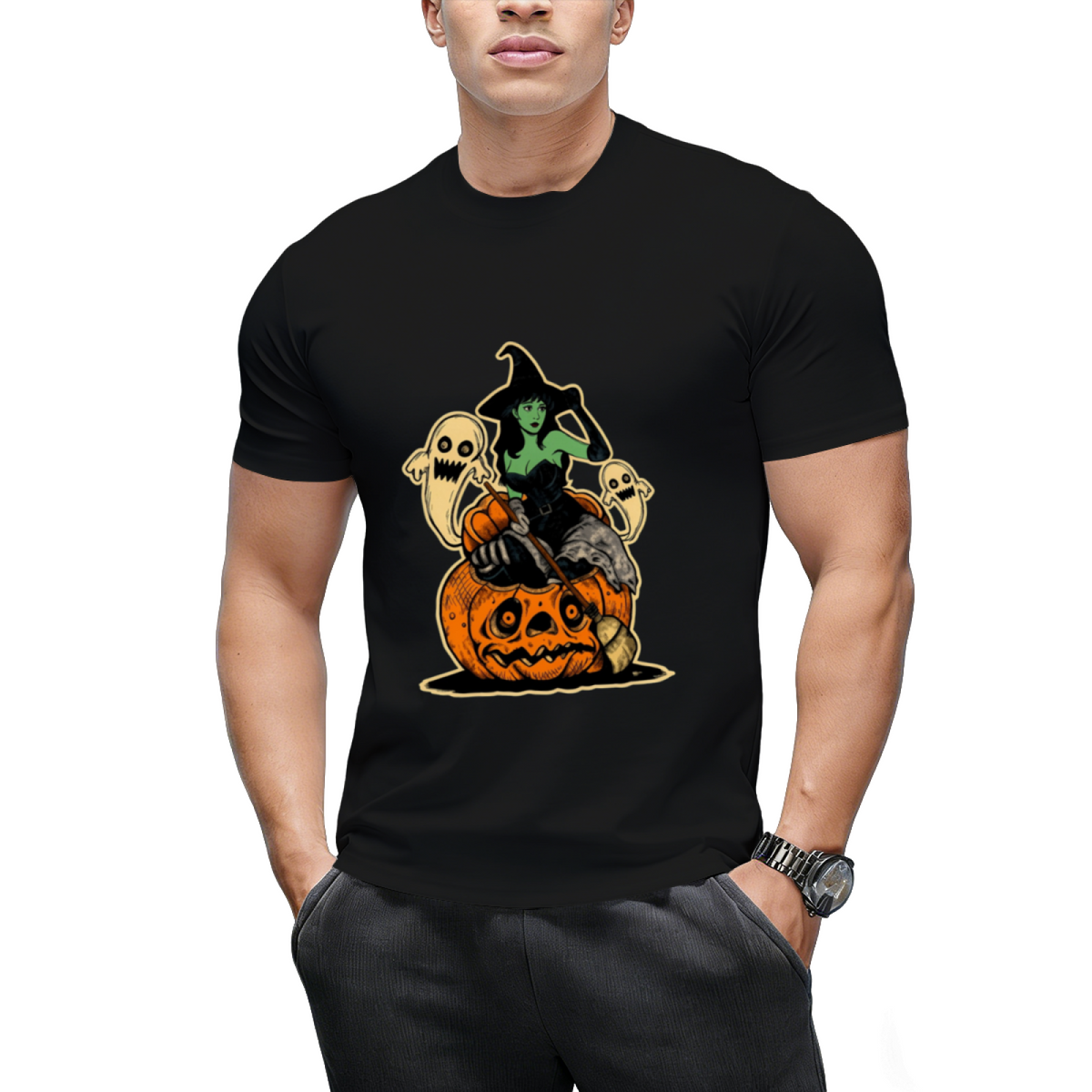 Halloween Witch and Pumpkin T-Shirt