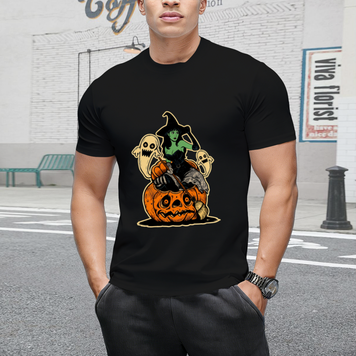 Halloween Witch and Pumpkin T-Shirt