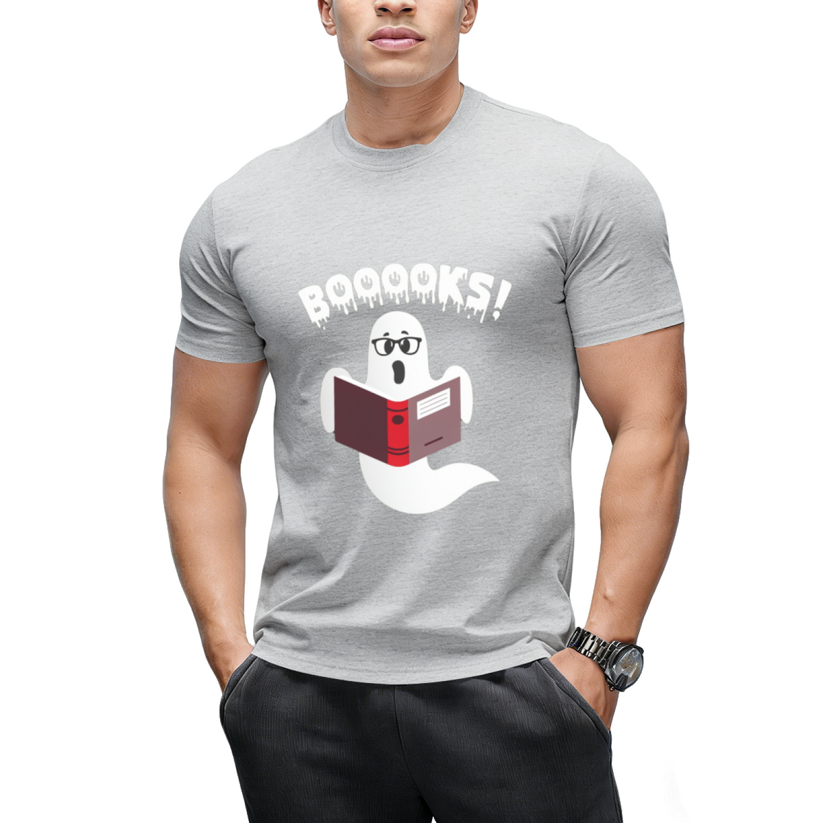 Ghost Reading Books Boooks Funny Halloween T-Shirt