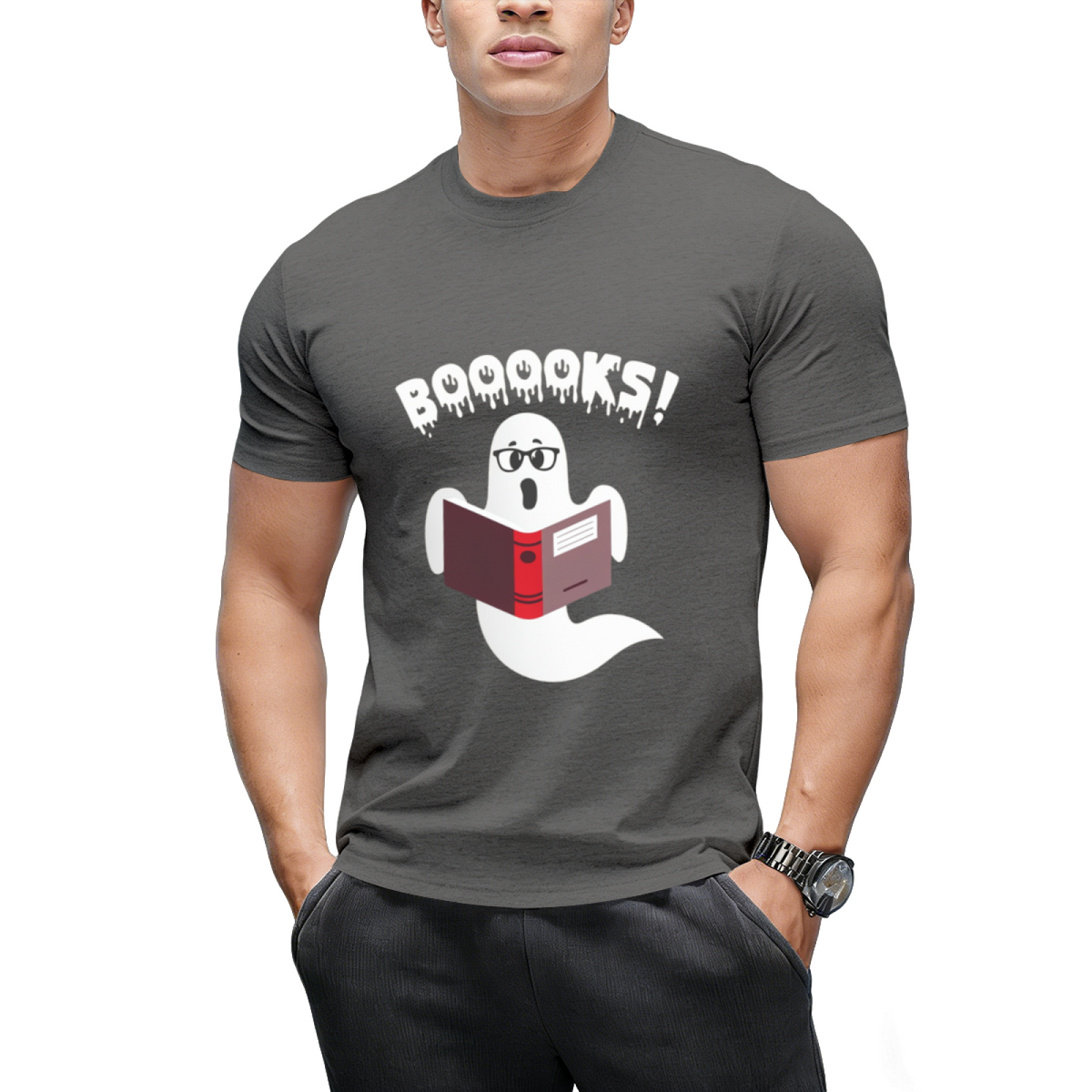Ghost Reading Books Boooks Funny Halloween T-Shirt
