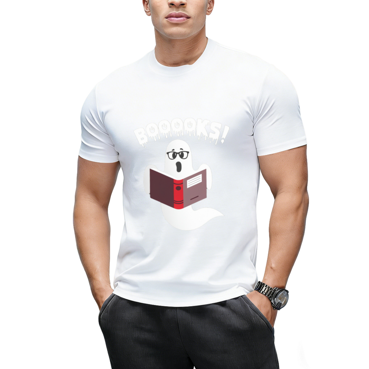 Ghost Reading Books Boooks Funny Halloween T-Shirt