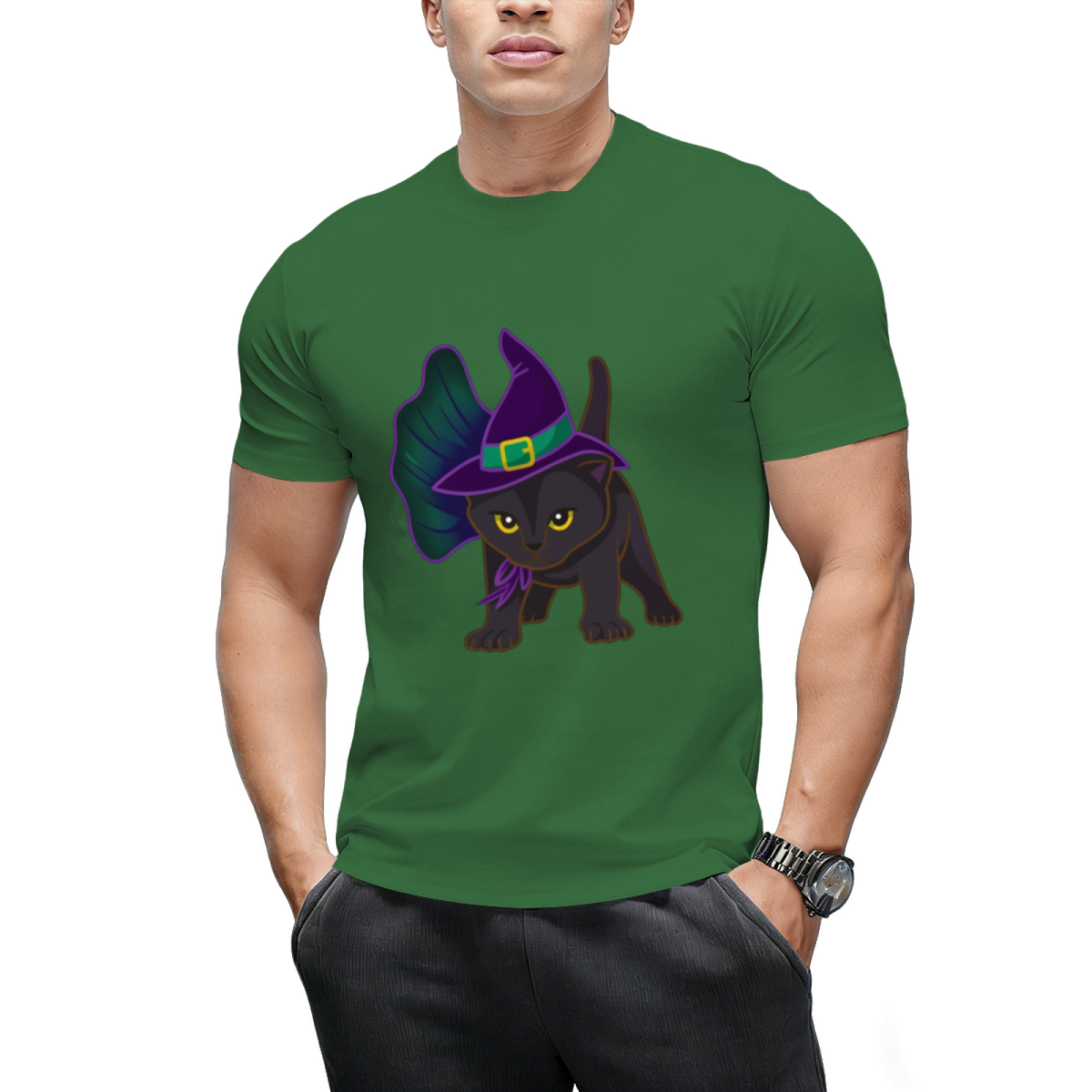 Halloween Kitten Dressed In Witch Costume T-Shirt