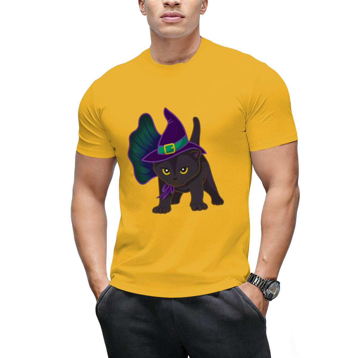 Halloween Kitten Dressed In Witch Costume T-Shirt