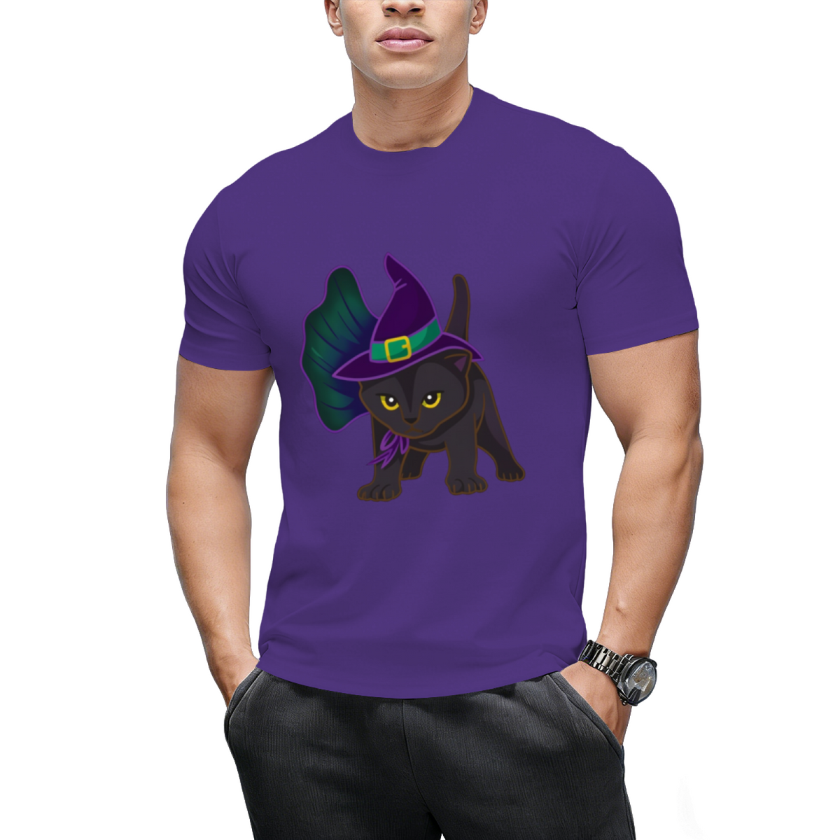 Halloween Kitten Dressed In Witch Costume T-Shirt