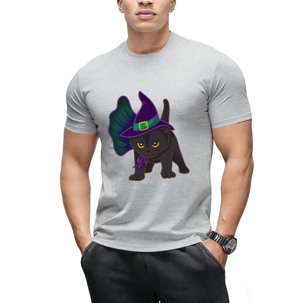 Halloween Kitten Dressed In Witch Costume T-Shirt