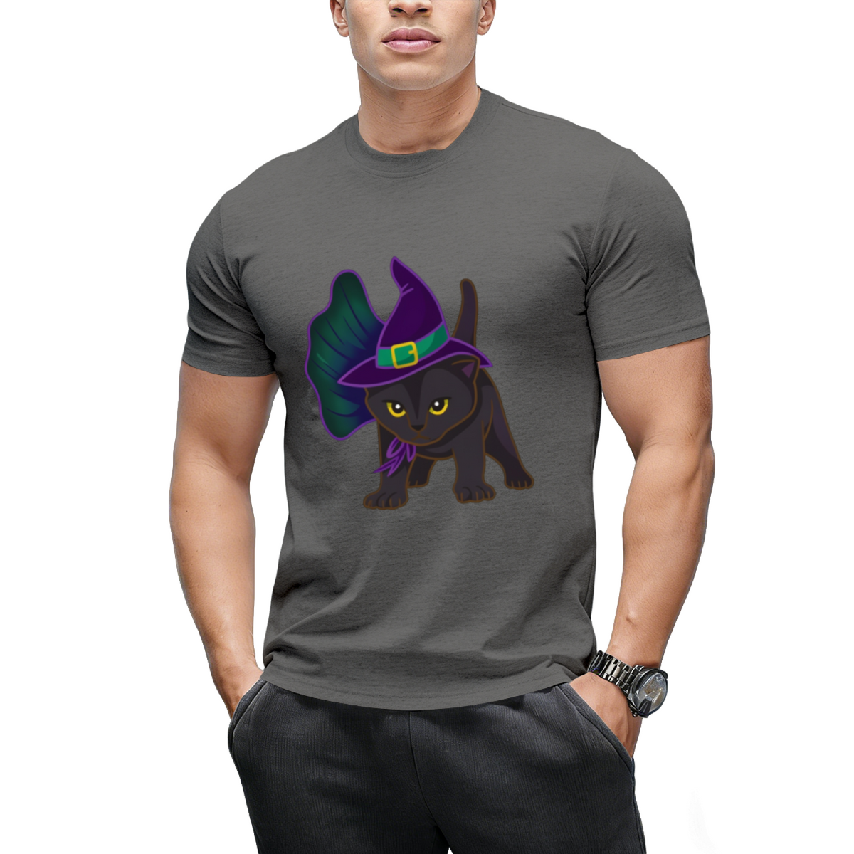 Halloween Kitten Dressed In Witch Costume T-Shirt