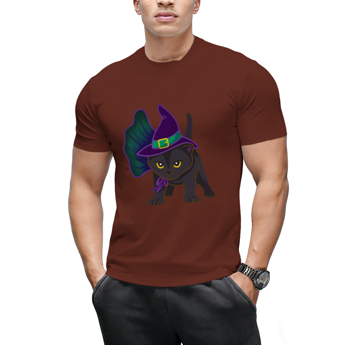 Halloween Kitten Dressed In Witch Costume T-Shirt