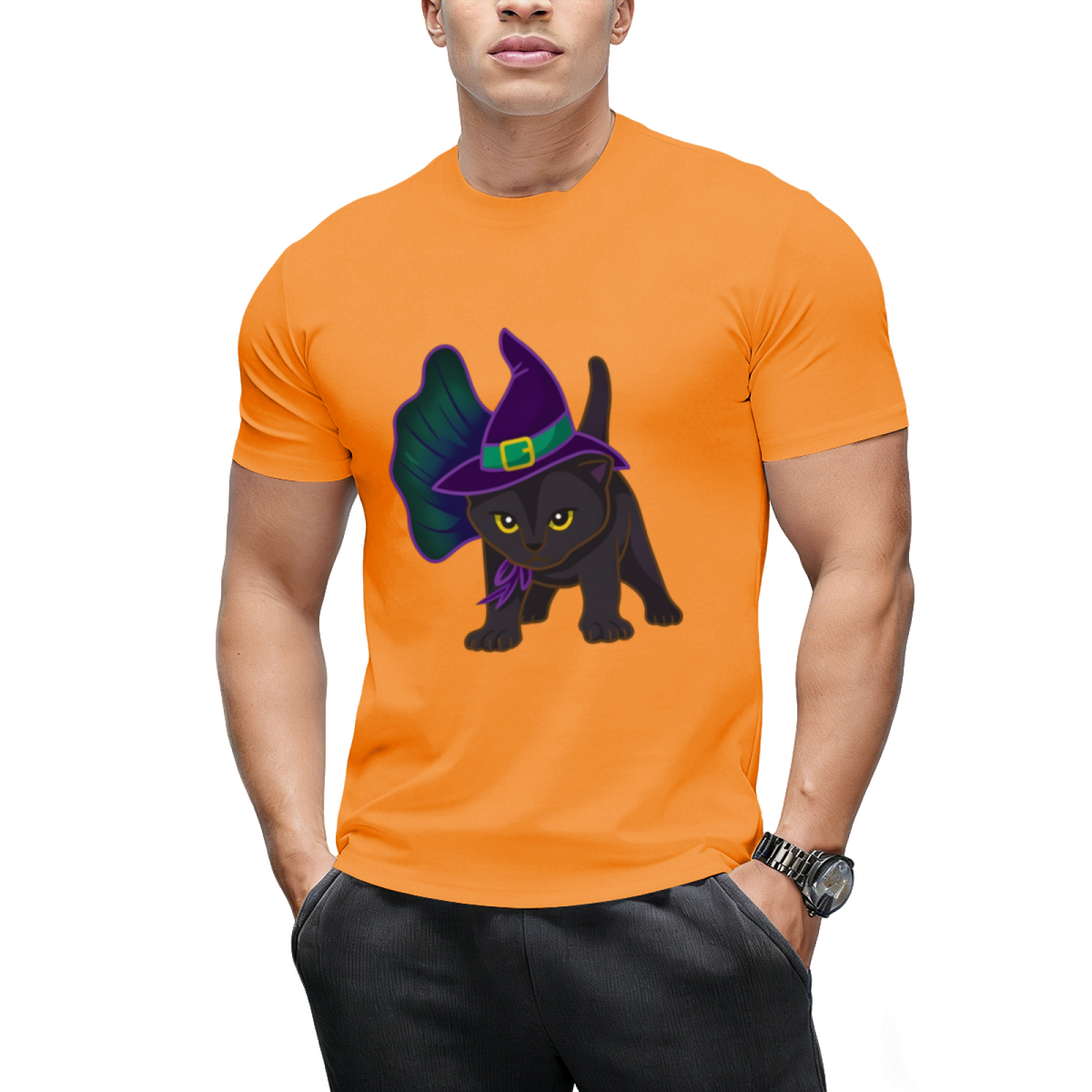 Halloween Kitten Dressed In Witch Costume T-Shirt