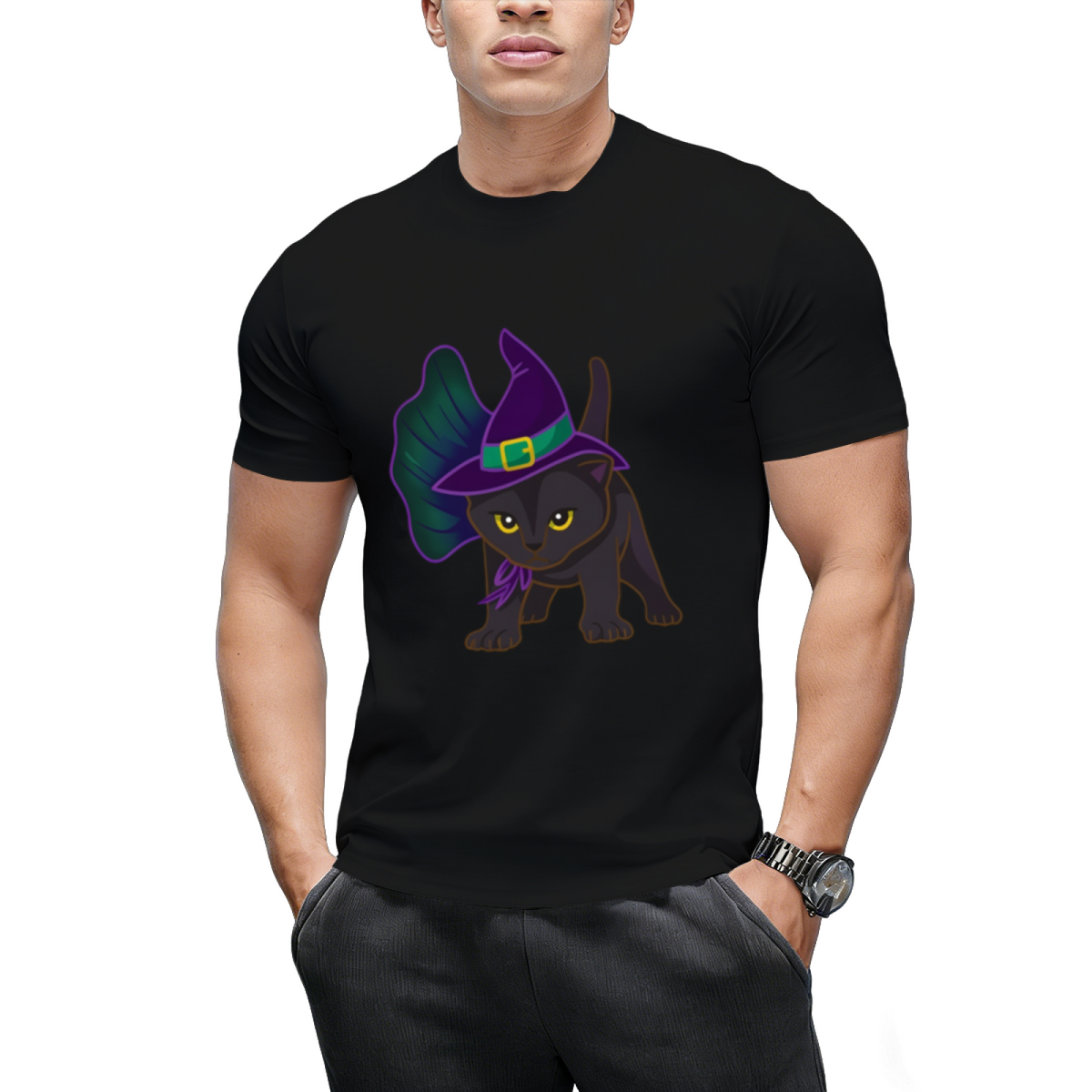 Halloween Kitten Dressed In Witch Costume T-Shirt