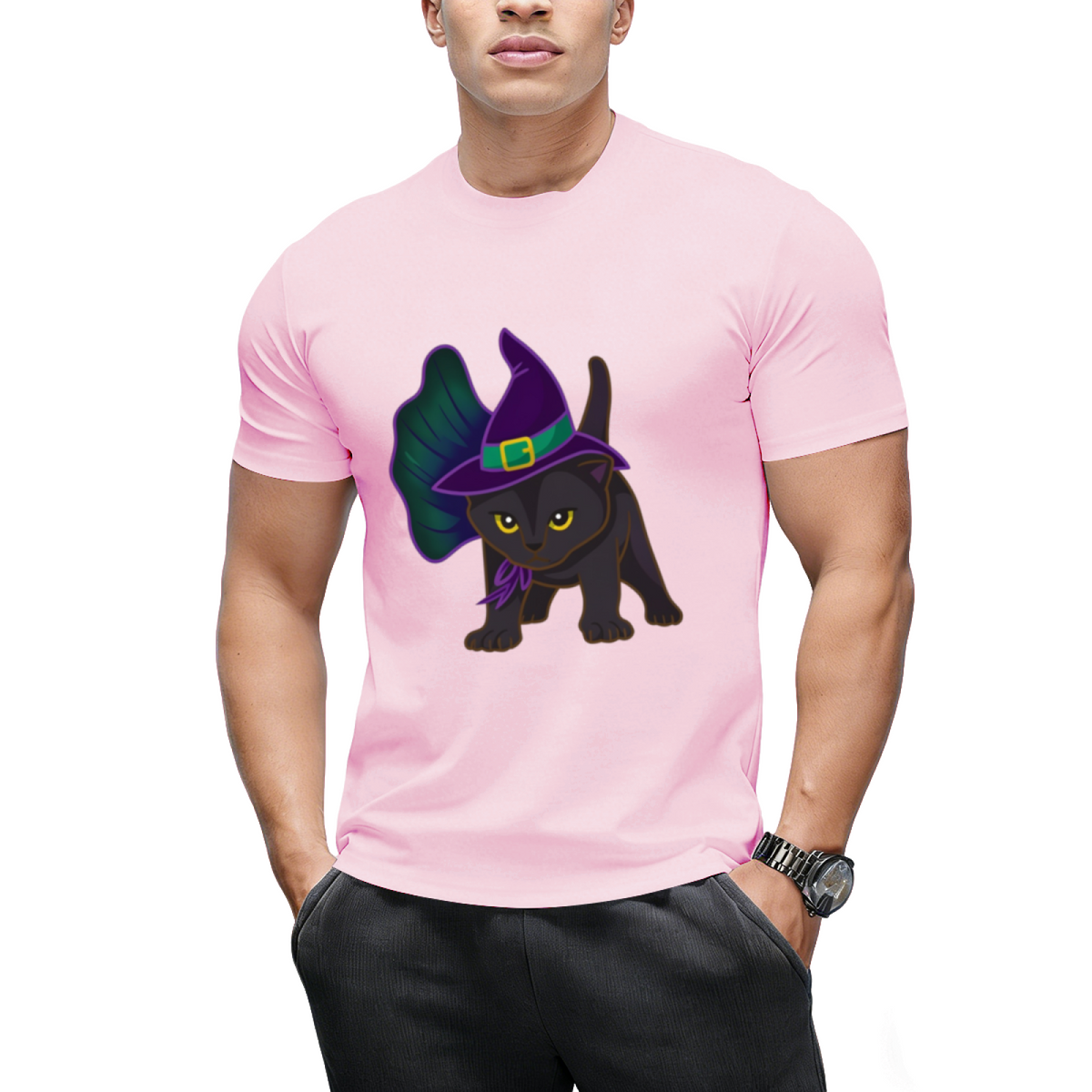 Halloween Kitten Dressed In Witch Costume T-Shirt