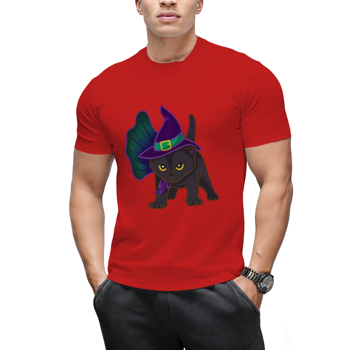 Halloween Kitten Dressed In Witch Costume T-Shirt
