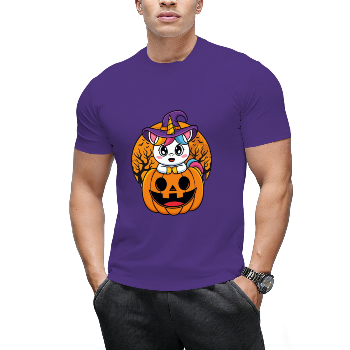 Cute Unicorn WItchy Jack O Lantern Pumpkin Halloween T-Shirt