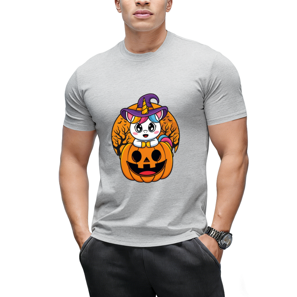 Cute Unicorn WItchy Jack O Lantern Pumpkin Halloween T-Shirt