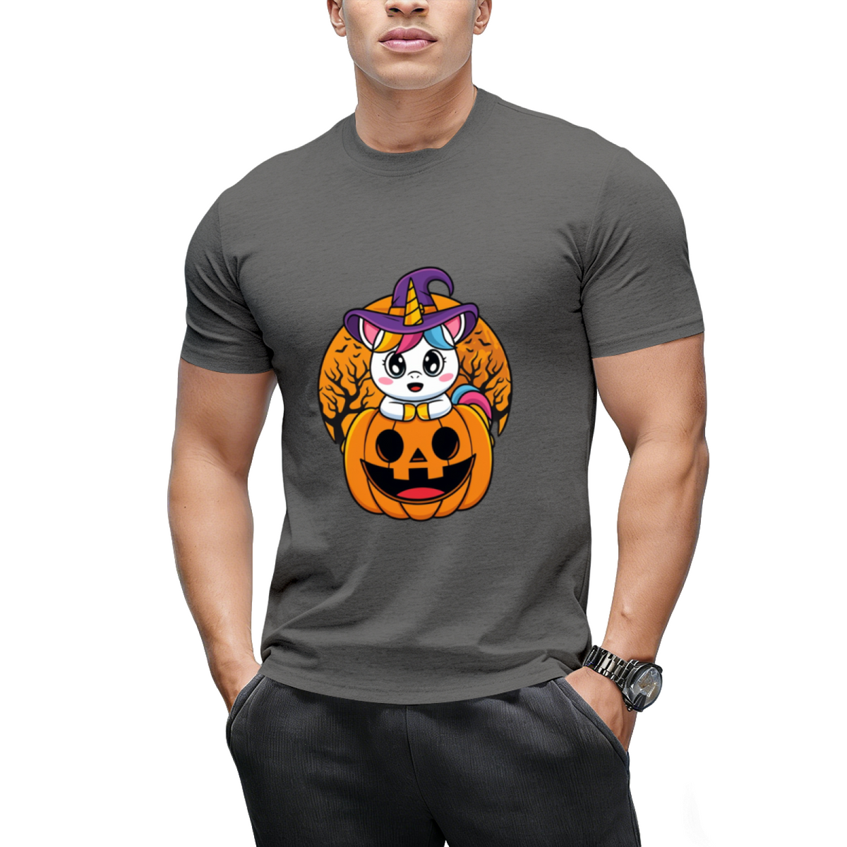 Cute Unicorn WItchy Jack O Lantern Pumpkin Halloween T-Shirt