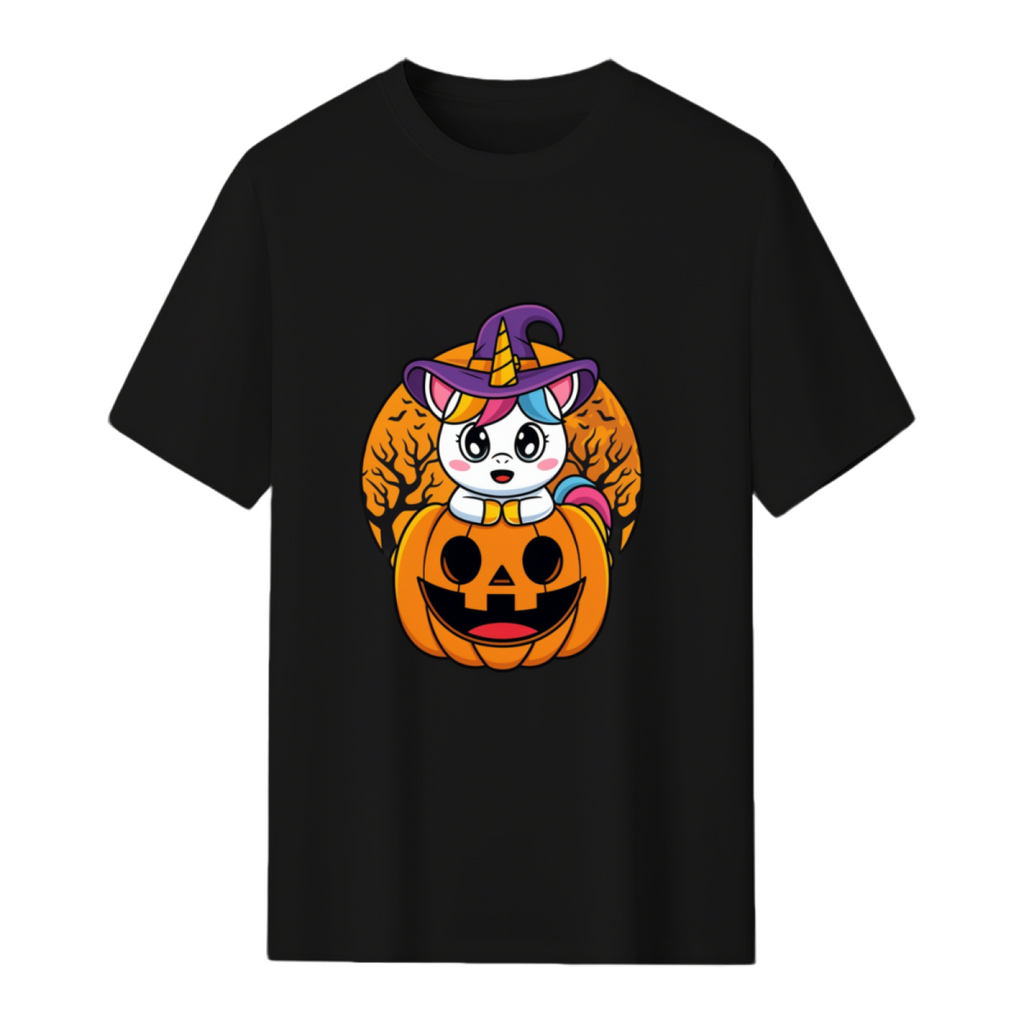 Cute Unicorn WItchy Jack O Lantern Pumpkin Halloween T-Shirt