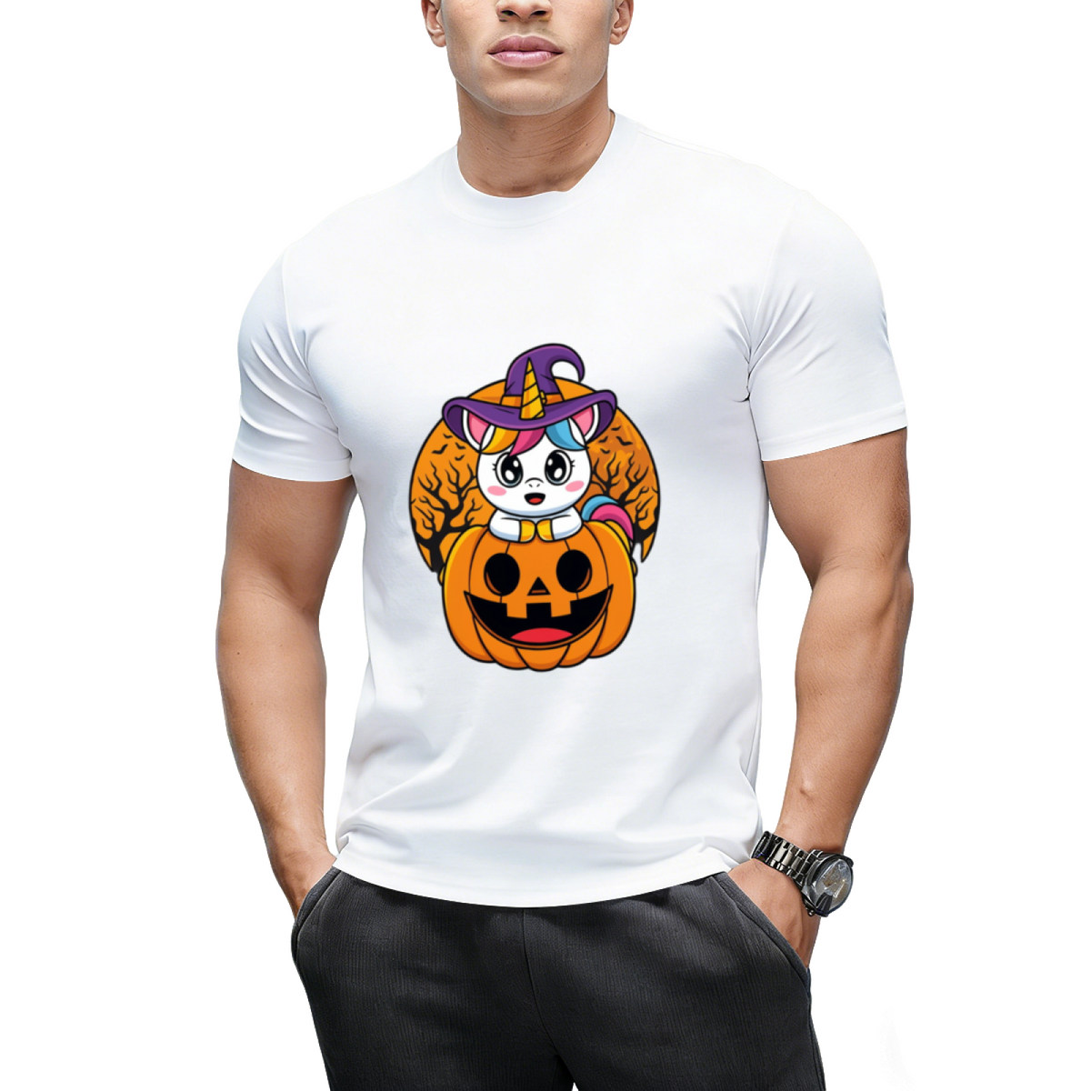 Cute Unicorn WItchy Jack O Lantern Pumpkin Halloween T-Shirt