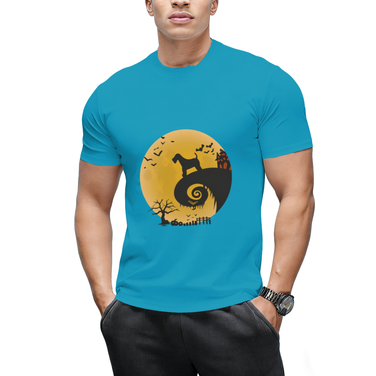 Airedale Terrier Dog Shirt And Moon Funny Halloween Costume T-Shirt